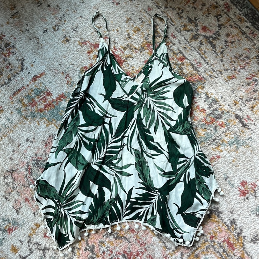 Tropical fringe flowy tank top